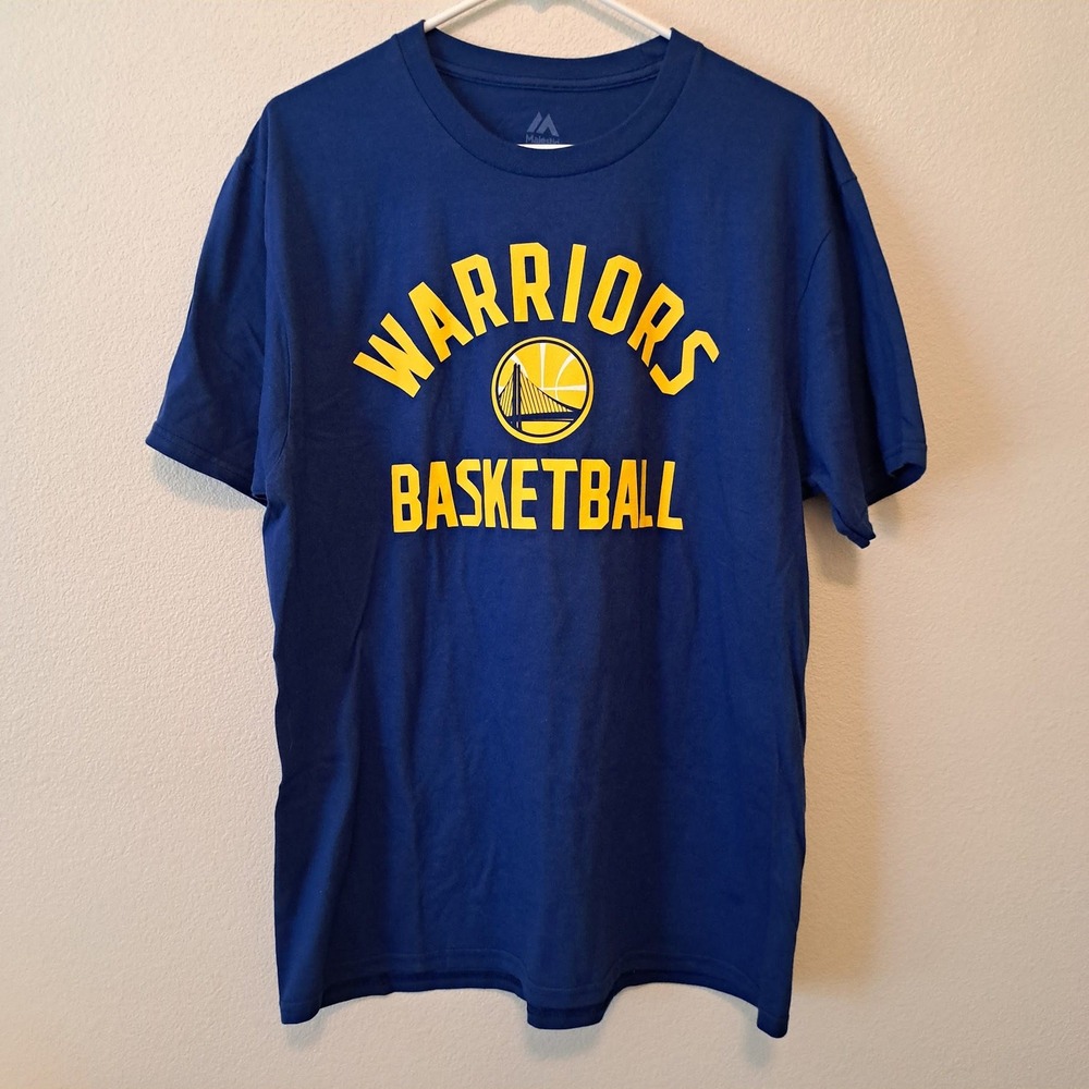 Majestic Golden State Warriors Basketball T-Shirt Mens Large Blue 2R06 NBA